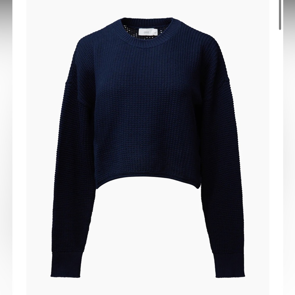 Onia Cotton Waffle Sweater Cropped Crewneck